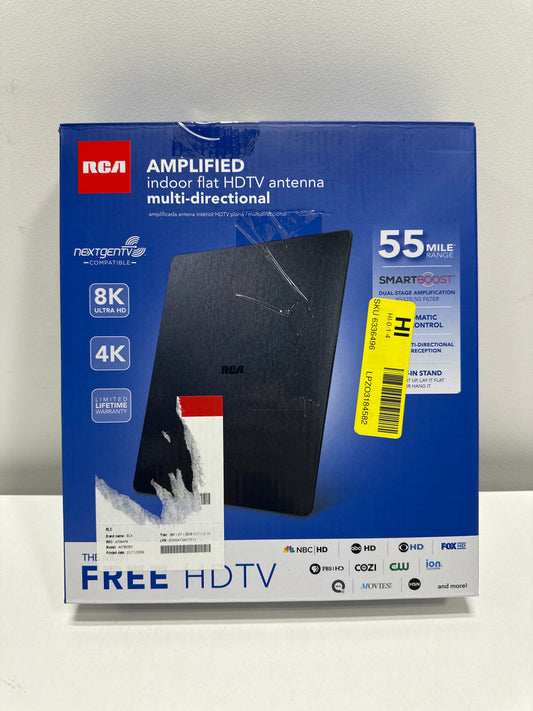 RCA - Indoor Flat Amplified HDTV Antenna - Black