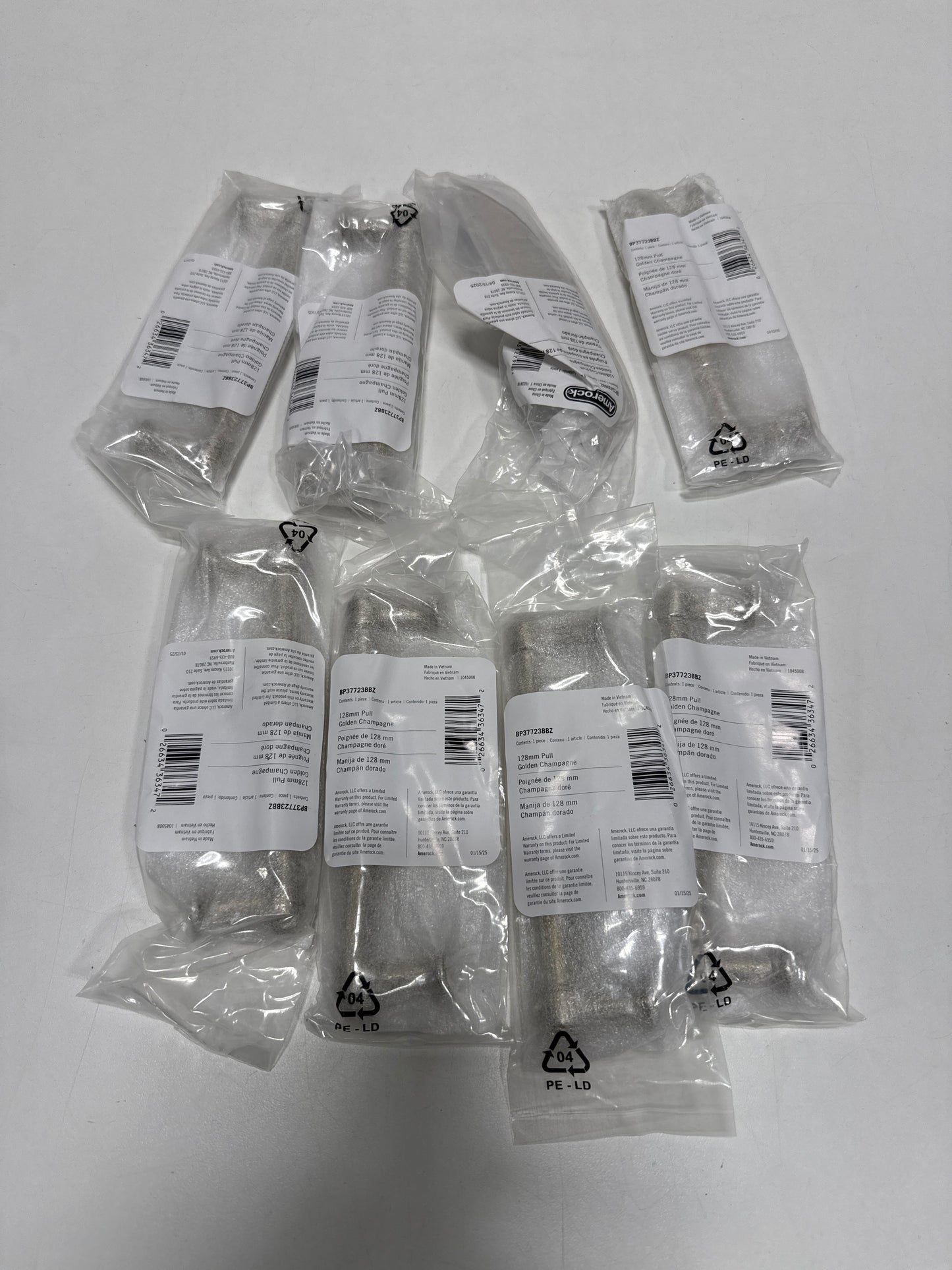 8 x Amerock Enlivity 5-1/16 Inch (128mm) Center-to-Center Golden Champagne Cabinet Pull