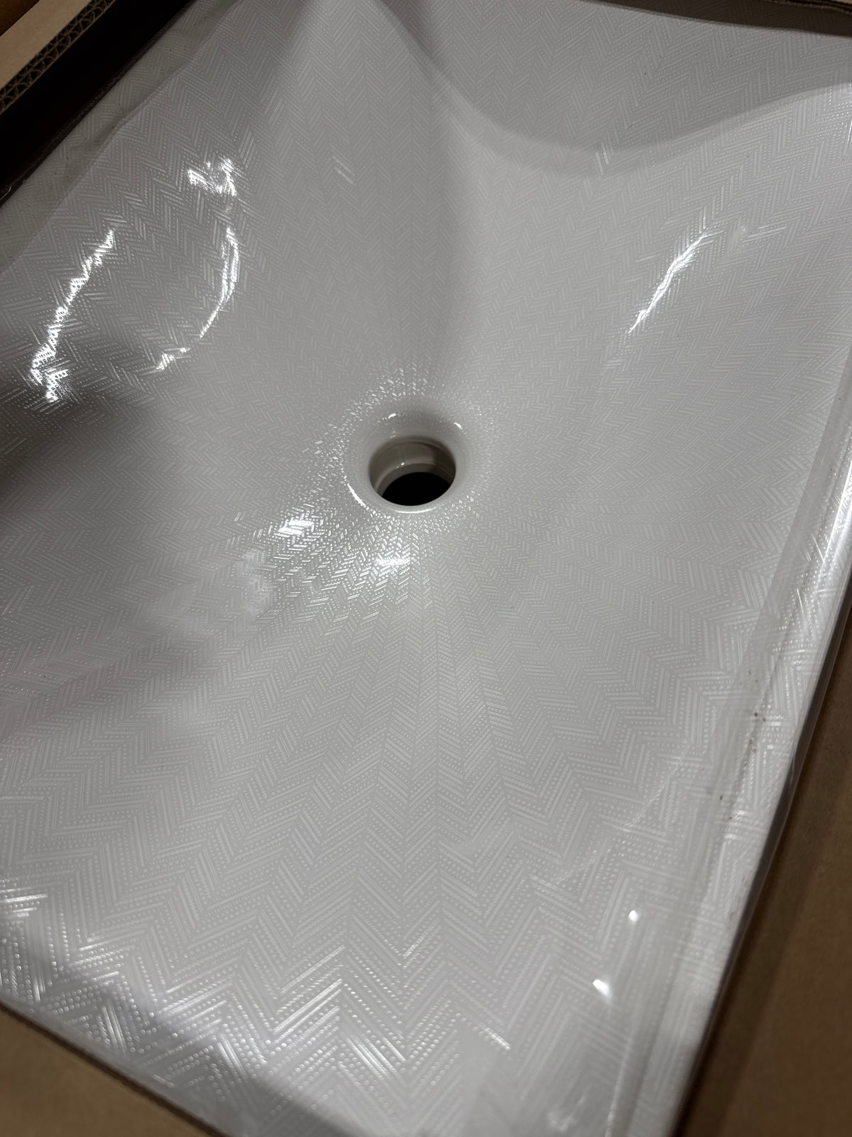 Kohler Sartorial Carillon Wading Pool Rectangular Vessel Bathroom Sink 75749-HD1-0 Herringbone Rectangle Lavatory, White