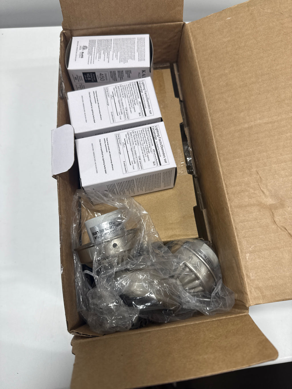 3-Light Brushed Nickel Ceiling Fan Shades LED Light Kit