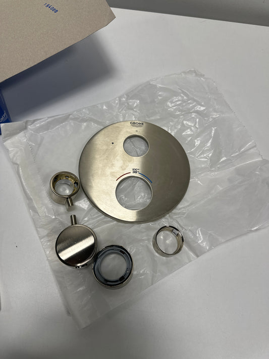 Missing Part Grohe 24 107 Grohtherm Thermostatic Valve Trim Only with Dual Lever Handles and Volume Control - Less Rough in Brushed Nickel