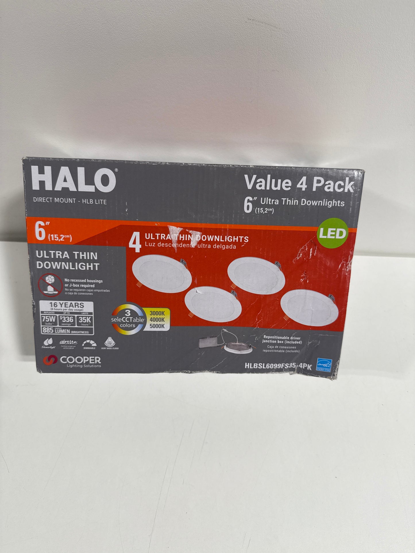 Halo HLB Lite 6” Energy Star Certified Canless Recessed Lighting (4 Count)