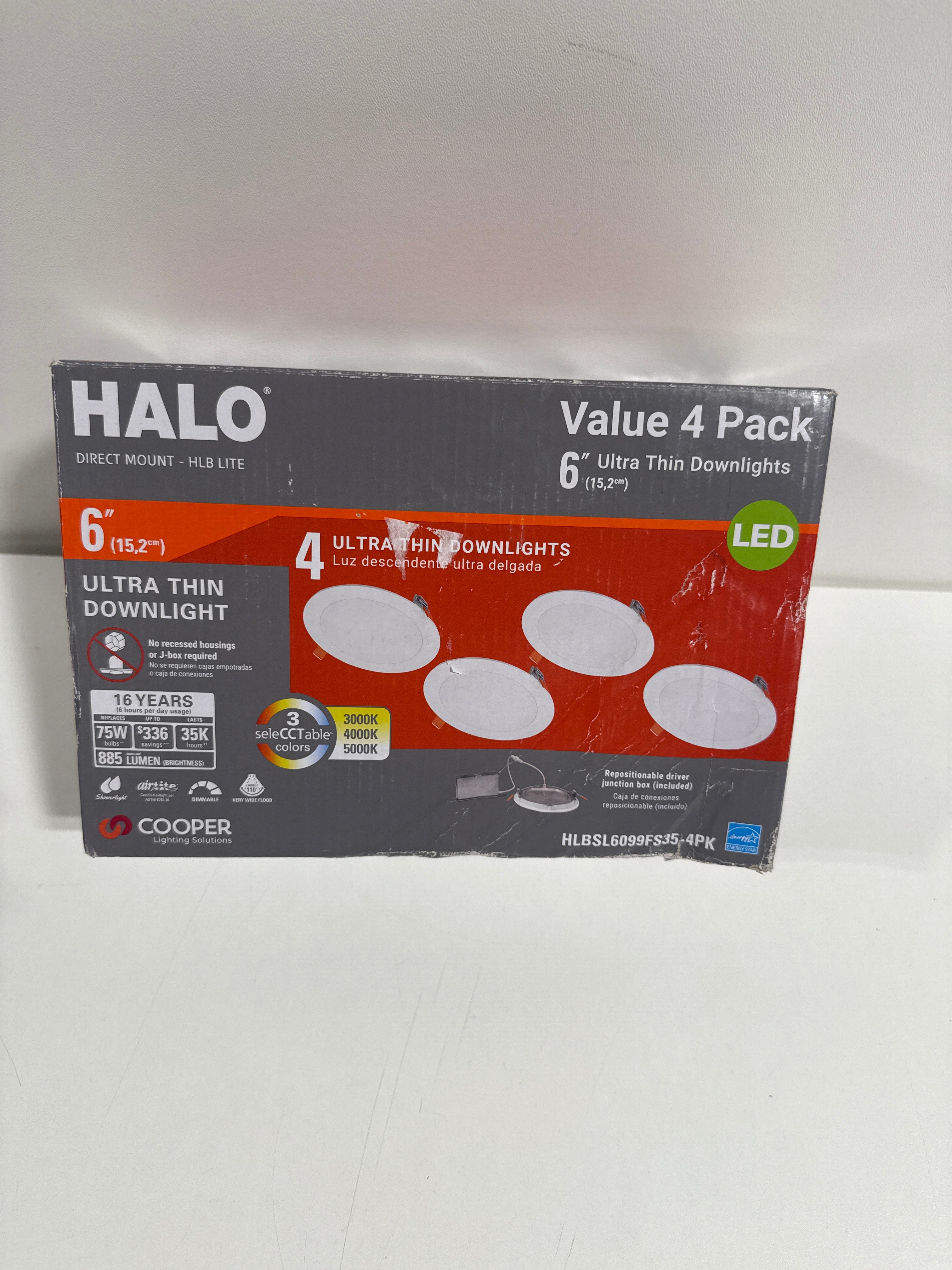 Halo HLB Lite 6” Energy Star Certified Canless Recessed Lighting (4 Count) - *Lighting & Electrical