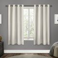 EXCLUSIVE HOME Sateen Twill Woven Room Darkening Blackout Grommet Top Curtain Panel Pair, 52"x63", Vanilla