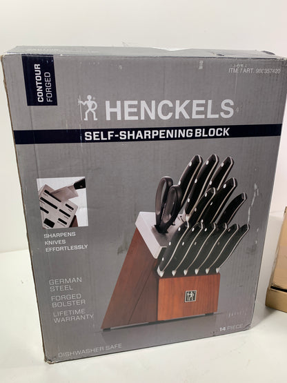 See Desc HENCKELS Forged Contour 14-pc Self-Sharpening Knife Block Set