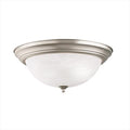 Independence 15.25 in. 3-Light Brushed Nickel Traditional Hallway Flush Mount Ceiling Light with Alabaster Swirl Glass