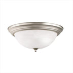 Independence 15.25 in. 3-Light Brushed Nickel Traditional Hallway Flush Mount Ceiling Light with Alabaster Swirl Glass