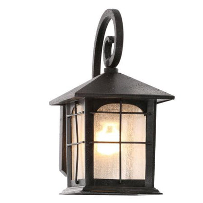 Brimfield Aged Iron 1-Light Line Voltage Hardwired Outdoor Porch Light Wall Lantern Sconce with No Bulb Included