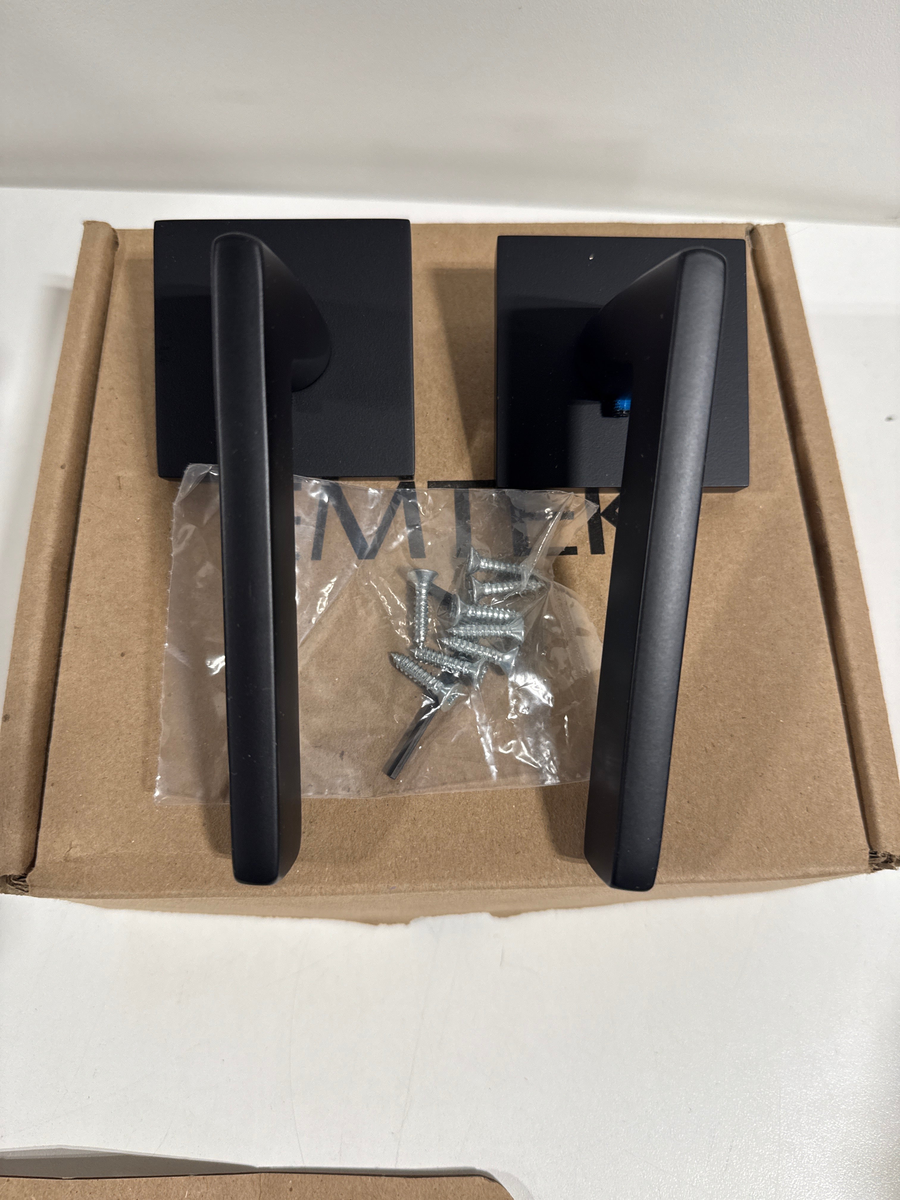 Emtek Helios Right Handed Non-Turning Two-Sided Dummy Door Lever Set with Square Rose - *Tools Hardware & Misc