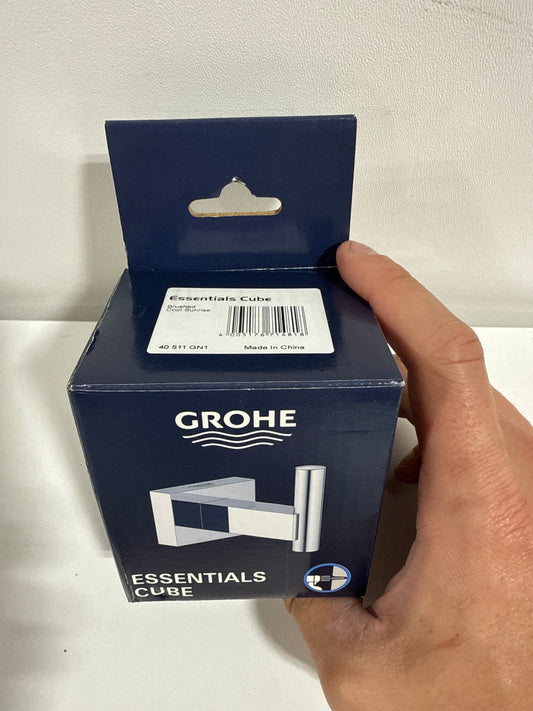 Essentials Cube Single Knob Robe/Towel Hook in Brushed Cool Sunrise