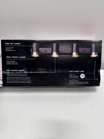 Minimalist 1.8 Ft. Matte Black Plug-in Indoor Track Lighting Kit with Step Heads
