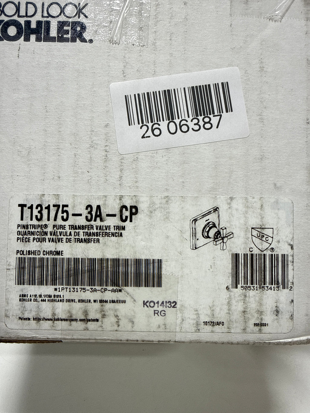 Kohler K-T13175-3A-CP 1-Handle Lever Pure Diverter Transfer Valve Trim Chrome