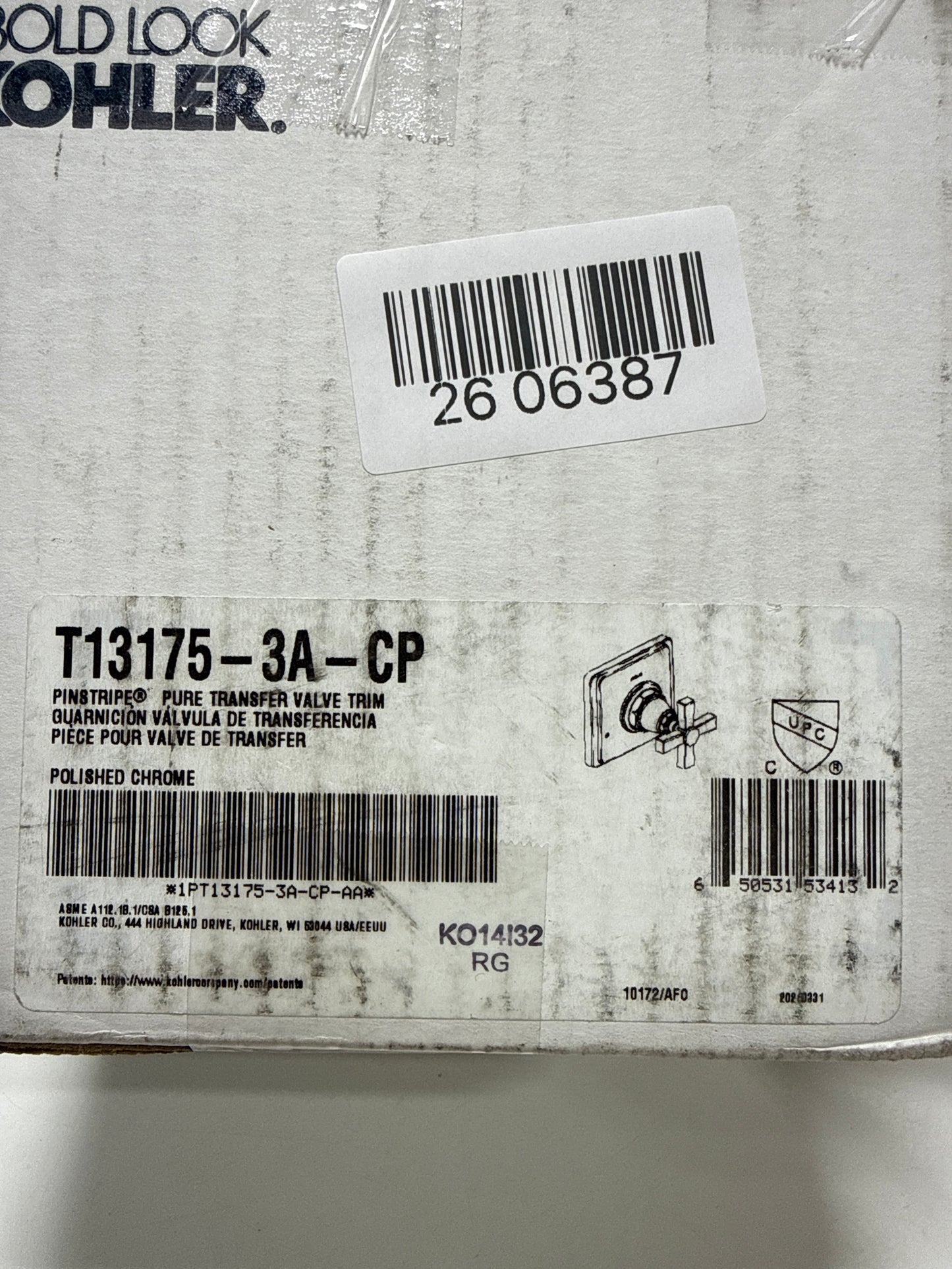 Kohler K-T13175-3A-CP 1-Handle Lever Pure Diverter Transfer Valve Trim Chrome