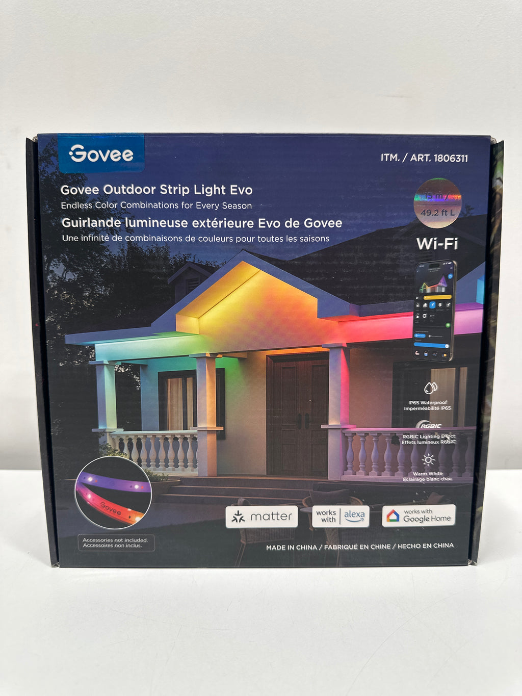 Govee Outdoor Strip Light H6176D RGBIC Wi-Fi Smart App Control 49.2 Ft