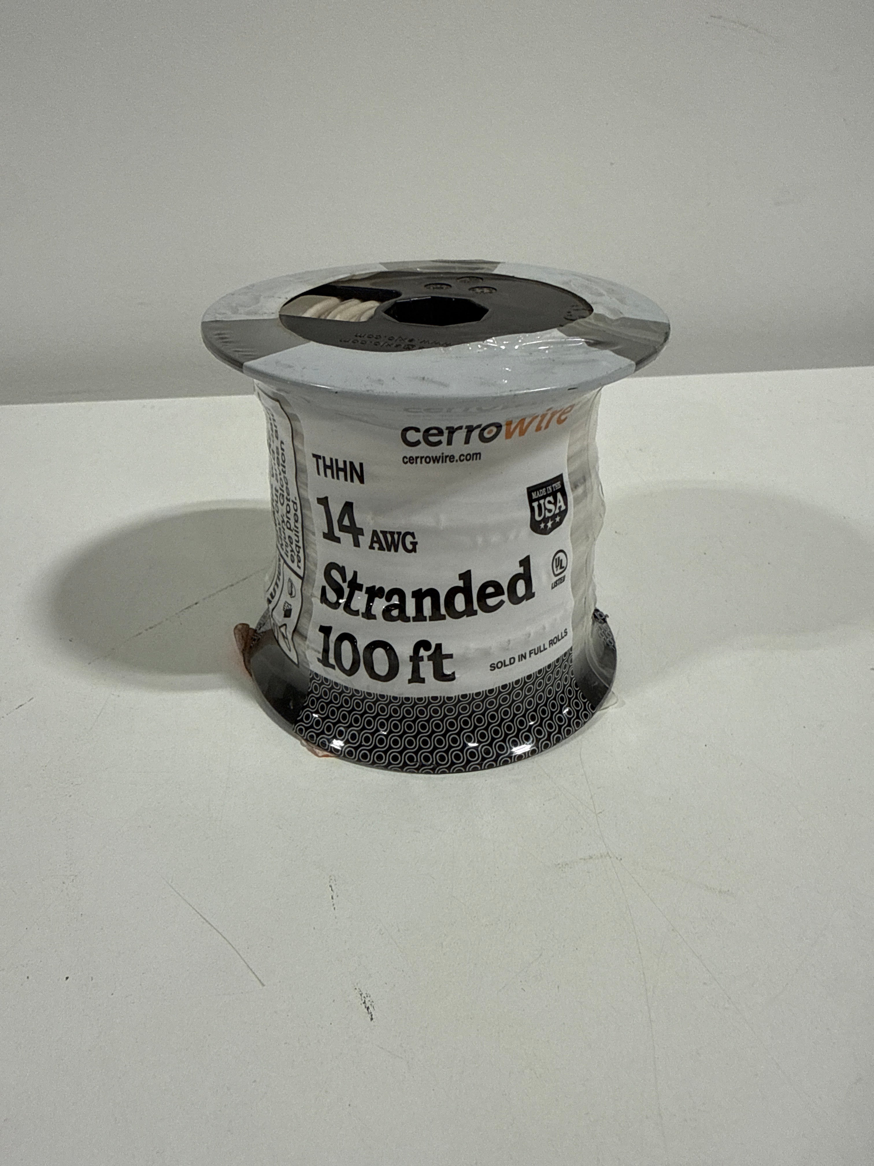 Southwire 100 ft. 14 Gauge White Stranded Copper THHN Wire - *Lighting & Electrical
