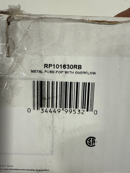 Delta RP101630 Push Pop up Drain with Overflow and Metal Tail Piece Venetian Bronze