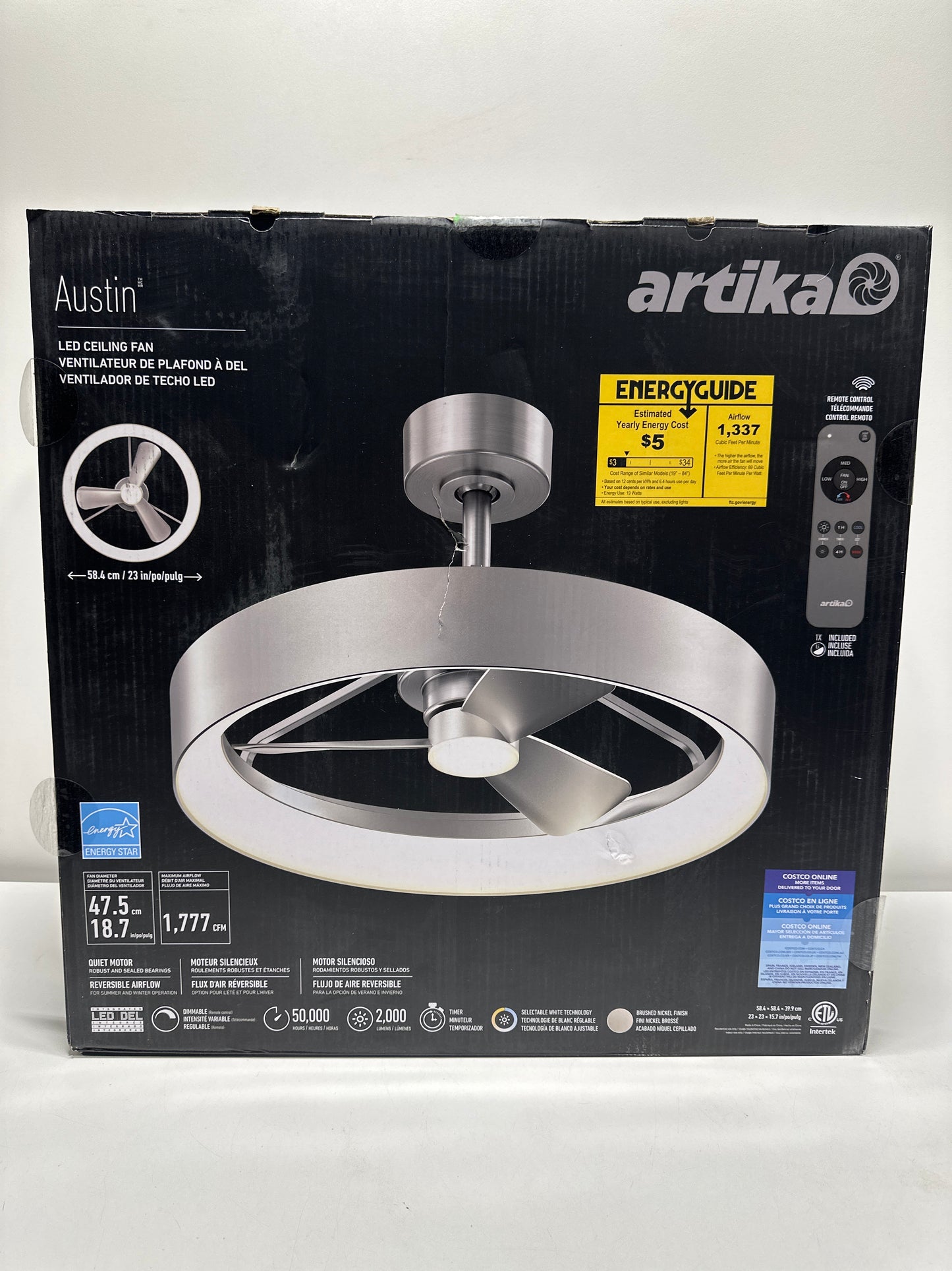 Artika Austin 23" LED Ceiling Fan Fandelier, 2000 Lumens LED Fandelier