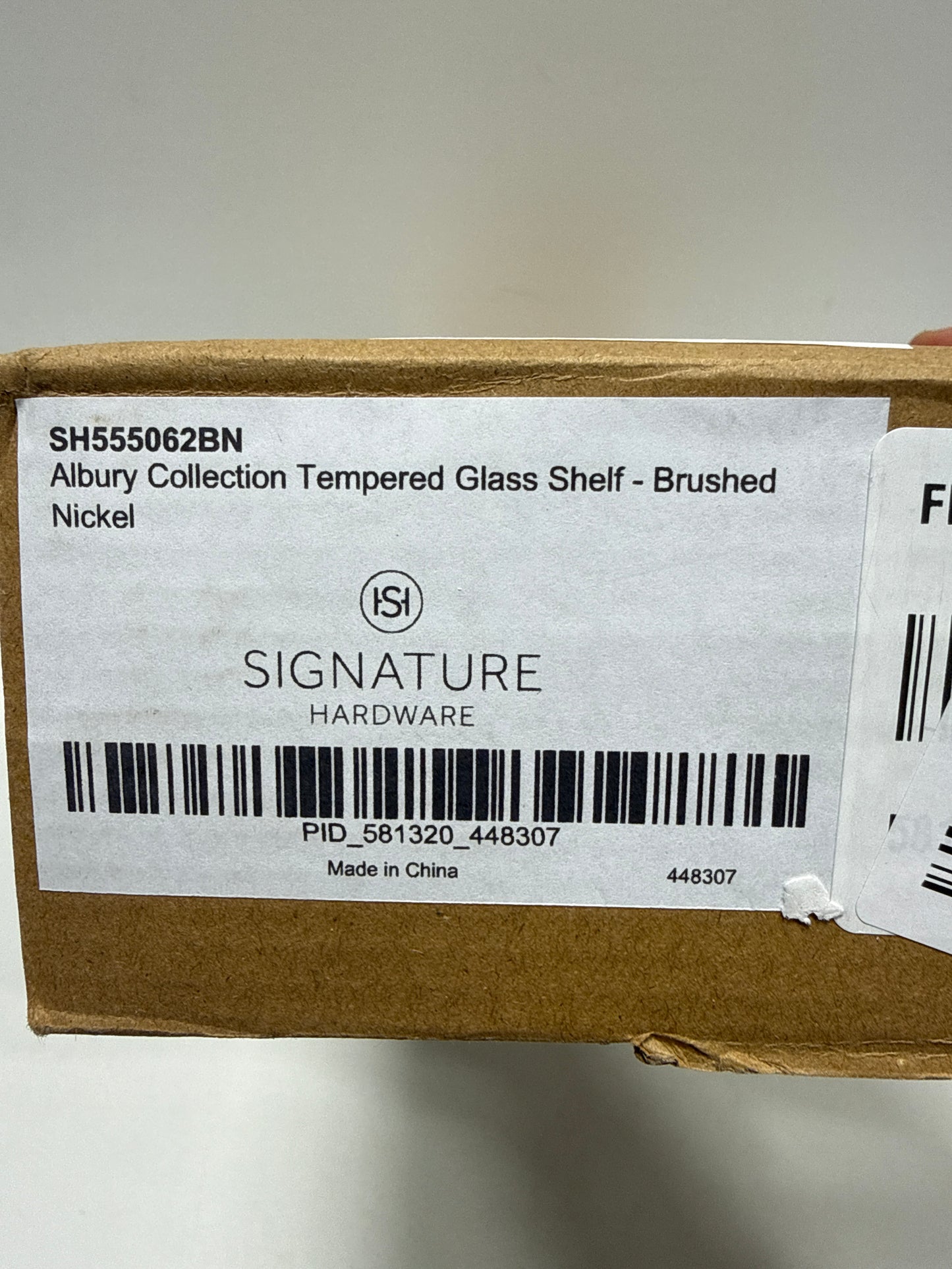 Signature Hardware 916705 Albury 20" Tempered Glass Bathroom Shelf Brushed Nickel