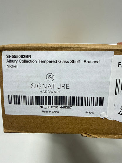 Signature Hardware 916705 Albury 20" Tempered Glass Bathroom Shelf Brushed Nickel