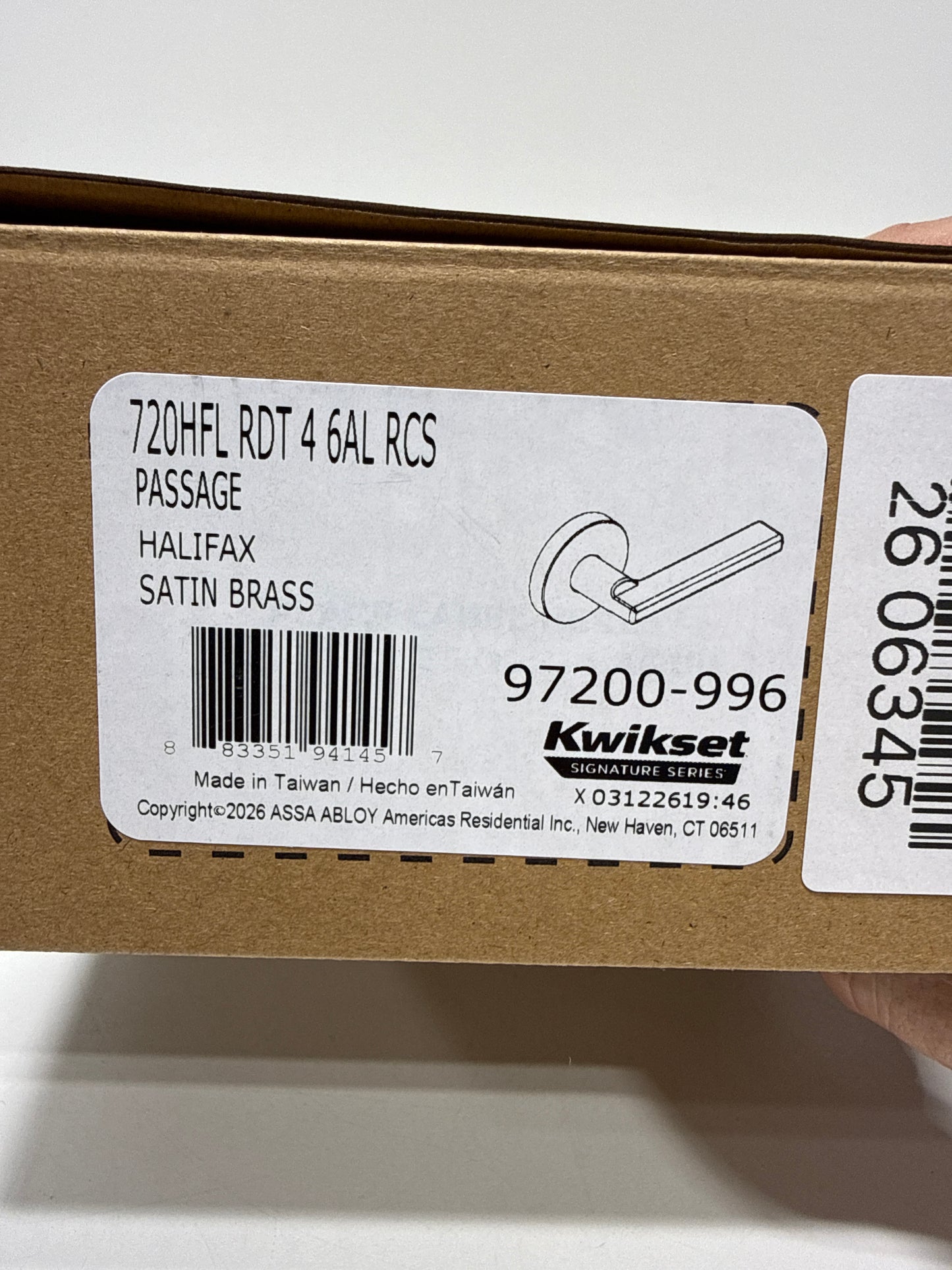 Kwikset 720Hflrdt Halifax Passage Door Lever Set - Brass