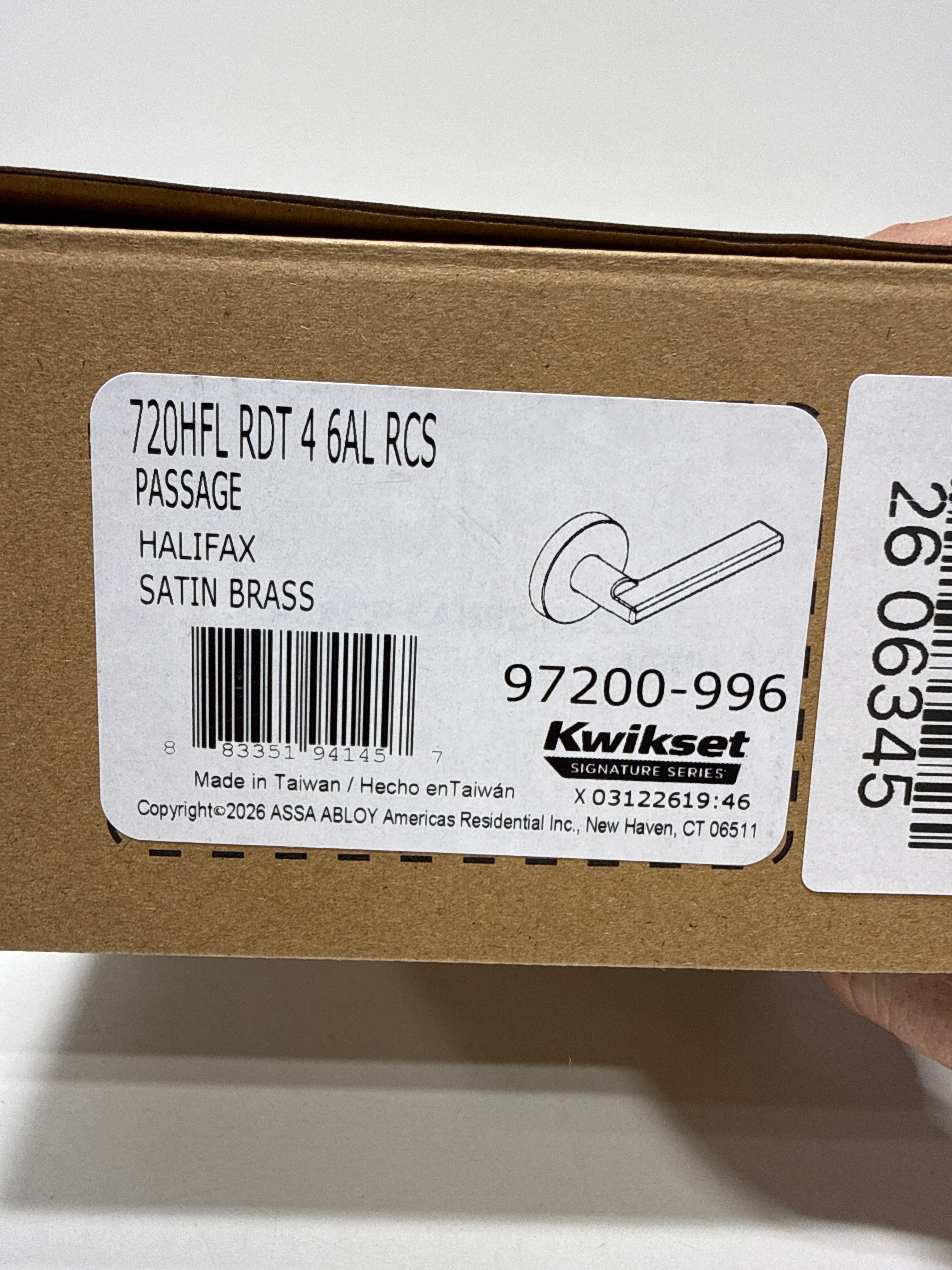 Kwikset 720Hflrdt Halifax Passage Door Lever Set - Brass