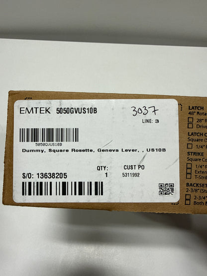 EMTEK Square Rosette Dummy, Pair with Matching Finish Geneva Lever - 5050GVUS10B - Oil Rubbed Bronze (US10B)