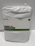 Twin/Twin XL Easy Care Cotton Blend Sateen Sheet Set White - Room Essentials™: 225 Thread Count OEKO-TEX Certified