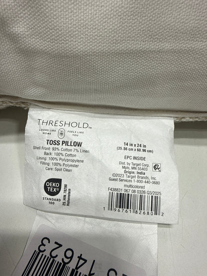 Oversized Textured Woven Cotton Striped Lumbar Throw Pillow Ivory/Dark Olive - Threshold