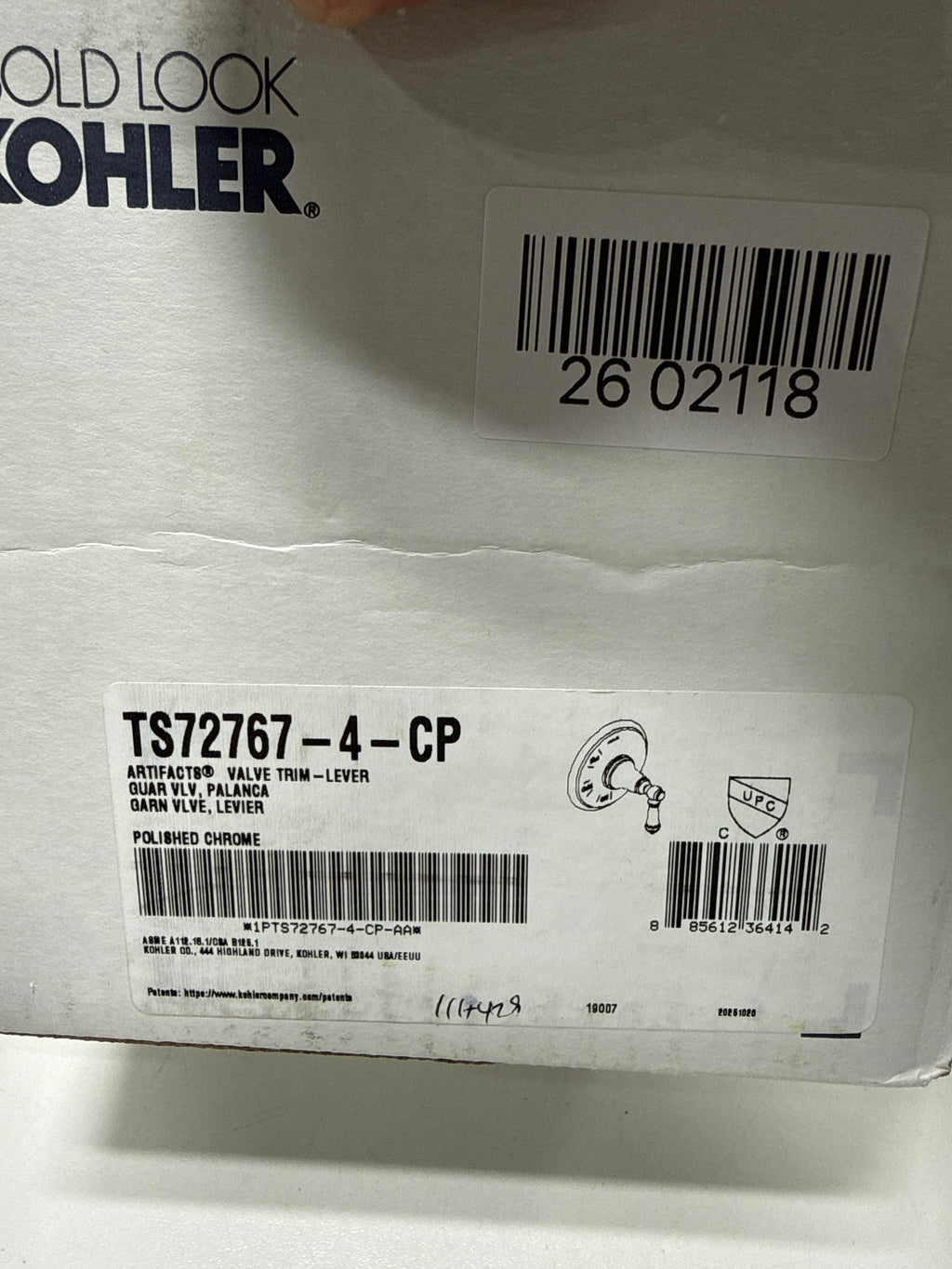 Kohler TS72767-4-CP Artifacts Valve Trim with Lever Handle, Polished Chrome