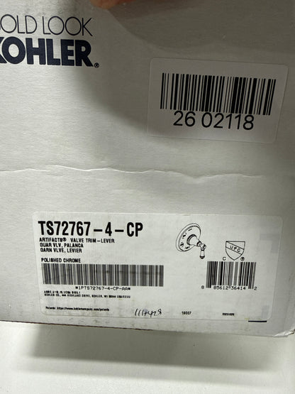 Kohler TS72767-4-CP Artifacts Valve Trim with Lever Handle, Polished Chrome