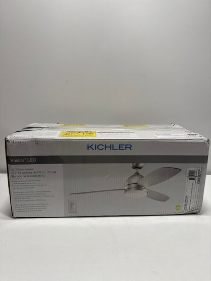 KICHLER 330002WH Protruding Mount 3 White/Silver Blades Ceiling fan with 55 watts light White 52’’ - *Lighting &