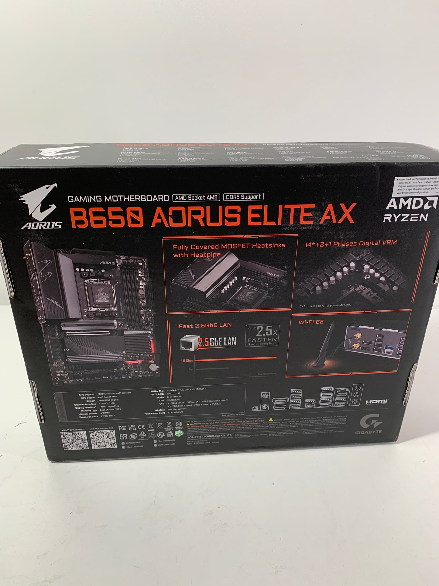 For Parts GIGABYTE - B650 AORUS ELITE AX (Socket AM5) AMD B650 ATX DDR5 Wi-Fi 6E Motherboard - Black (Copy)