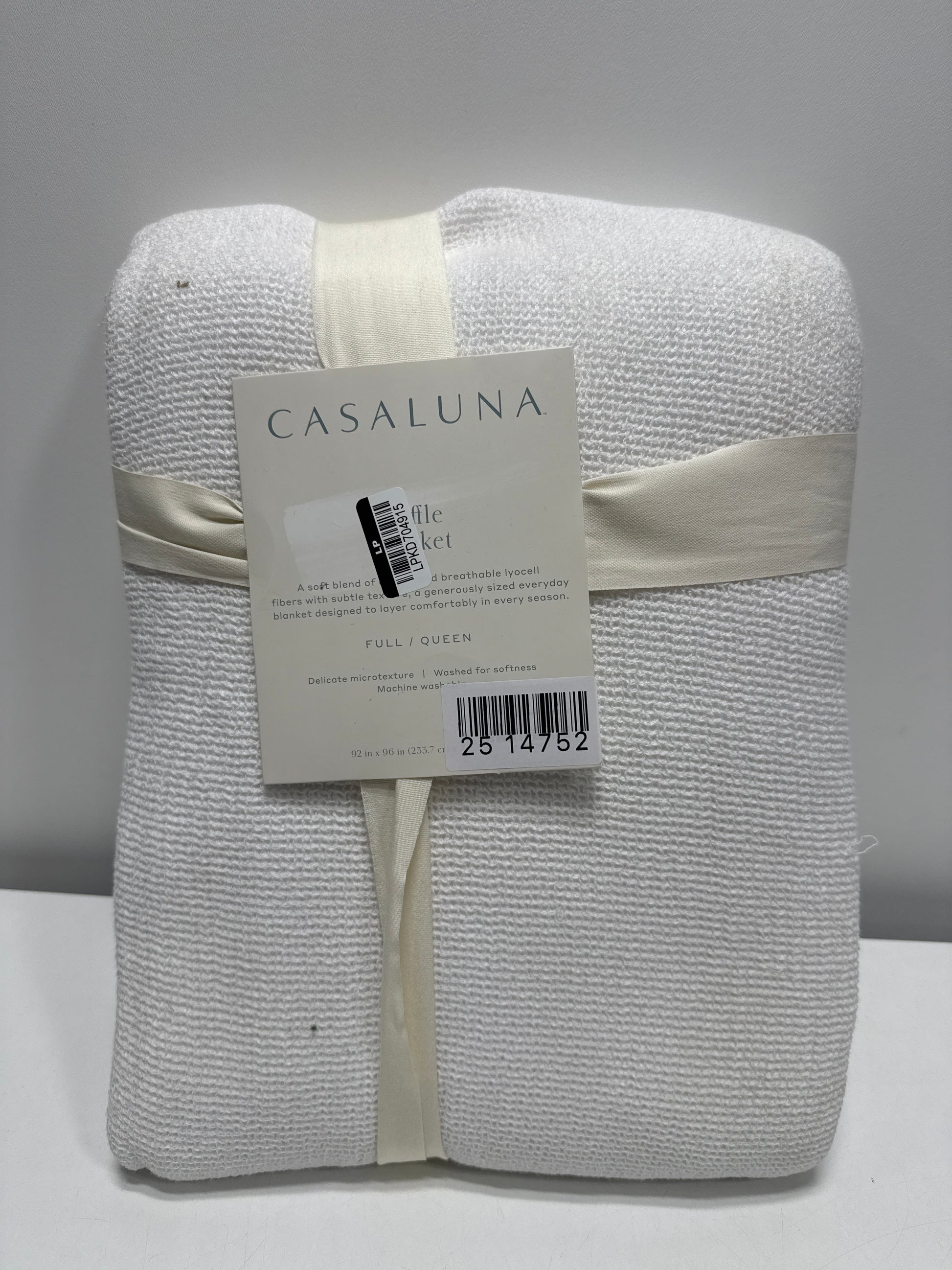Full/Queen Micro Waffle Bed Blanket White - Casaluna™: Lyocell & Cotton OEKO-TEX Certified Machine Washable - *Bedding