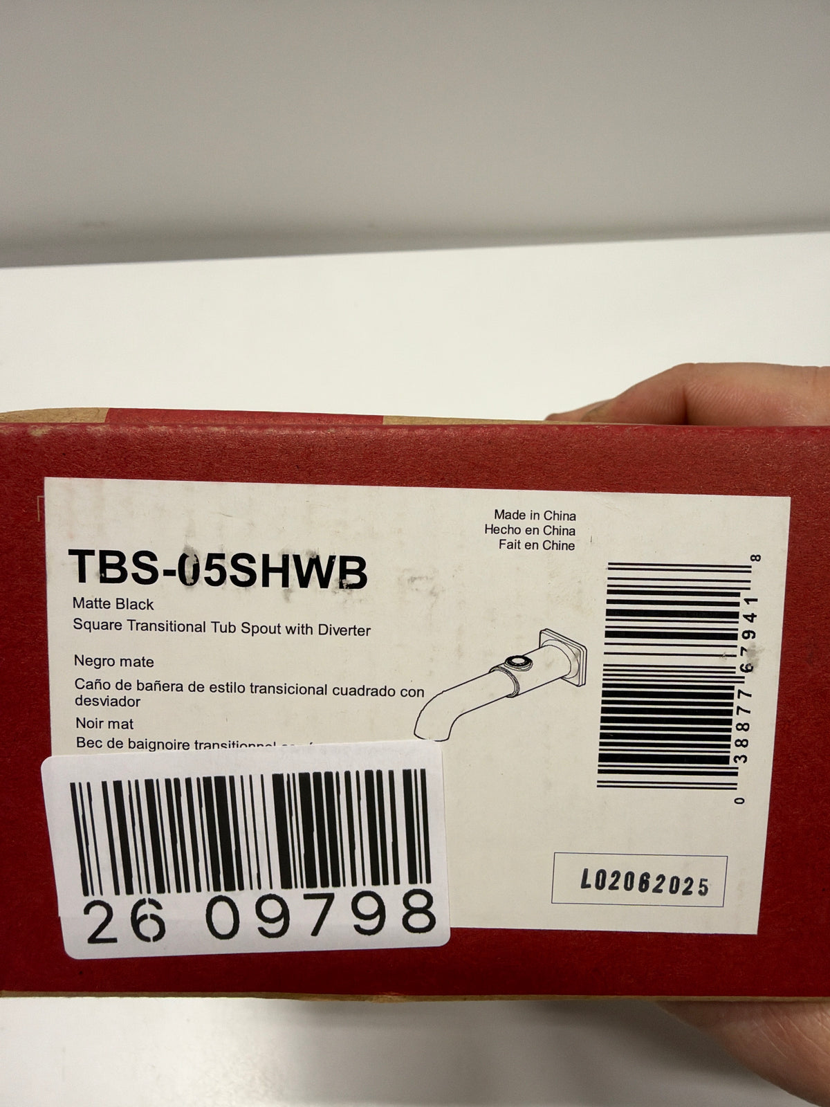 Pfister TBS-05SHW Transitional Square 8-3/8" Integrated Diverter Tub Spout Matte Black Bath and Shower Accessories Tub Spouts Diverter Tub Spouts