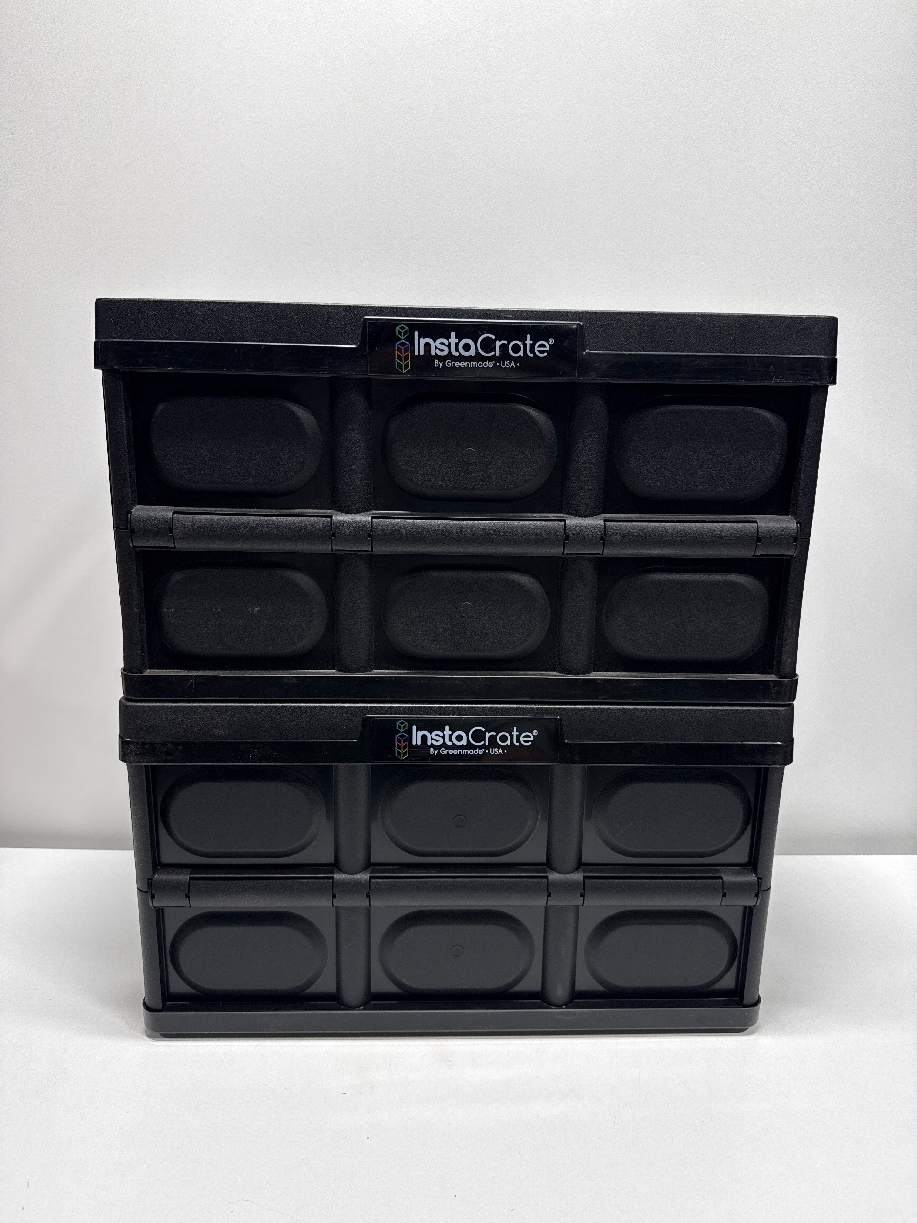 2 Used GreenMade InstaCrate Collapsible Storage Bin, 12 Gallon Black