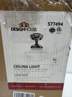 Design House 577494 9" Wide Semi-Flush Ceiling Fixture with Frosted Glass Shade Satin Nickel