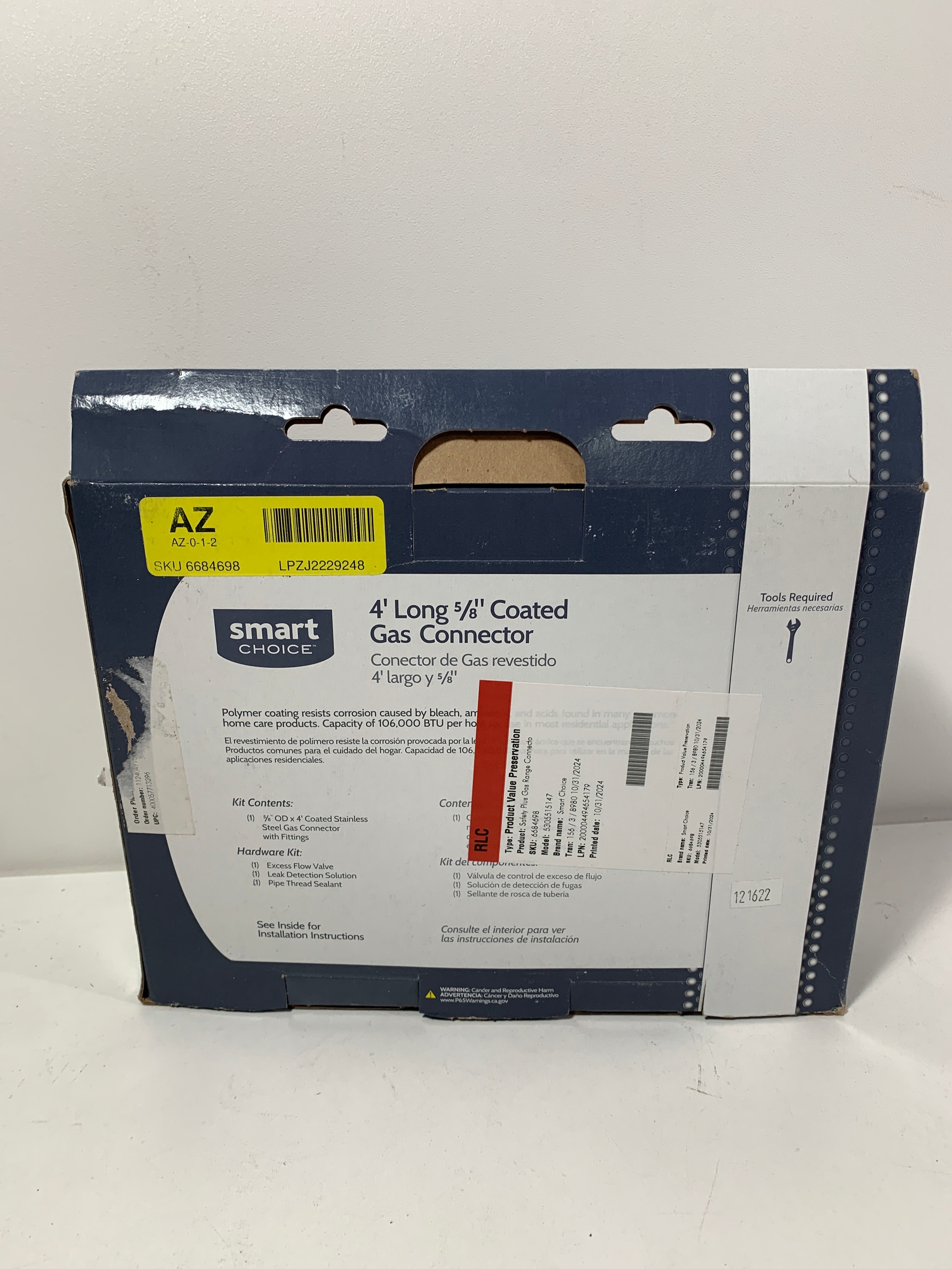 Smart Choice 4 Ft. 5/8 in. ProCoat Safety PLUS Gas Connector 1/2 MIP X 1/2 MIP - *Kitchen Appliances