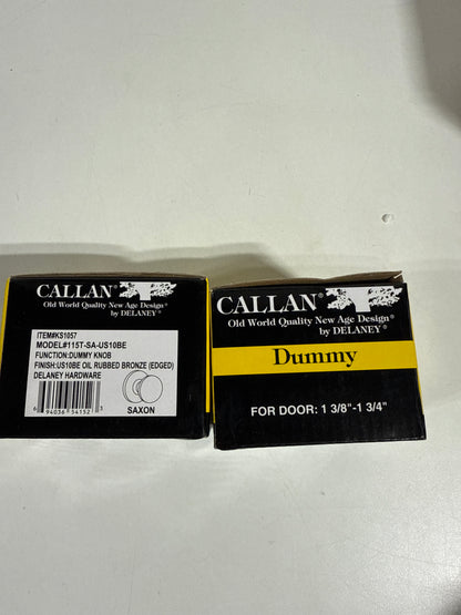 2 x Callan Saxon Single Dummy Door Knob - Edged Oil Rubbed Bronze - KS1057