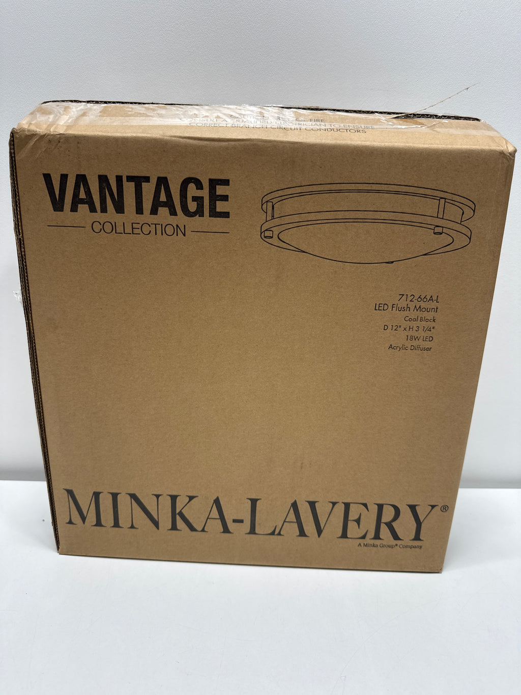 Minka Lavery 712-66A-L Round Low Profile LED Flush Mount Ceiling Light, 1-Light 18 Watt, 3" H x 12" W, Coal