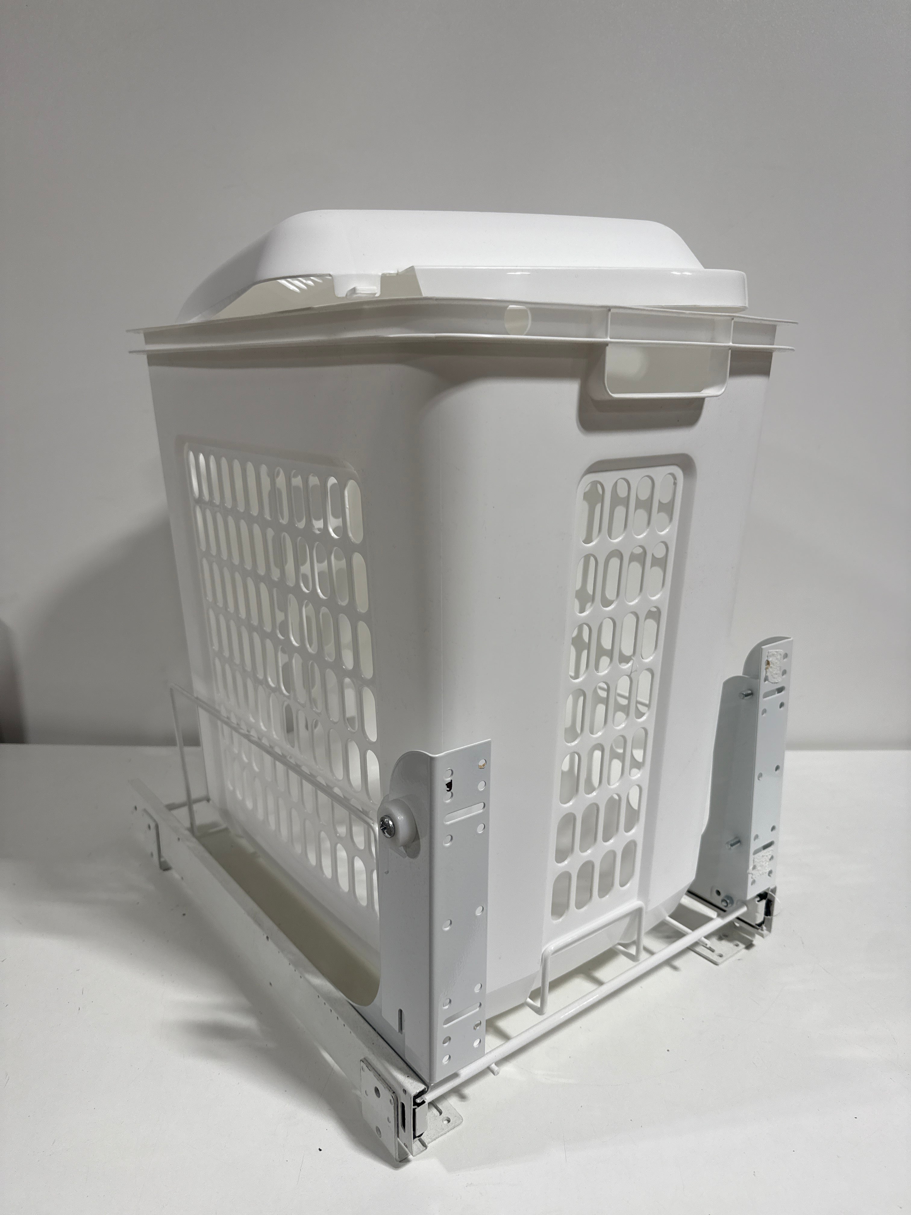 No Hardware Rev-a-Shelf HPRV-1520 S Value Line 14-1/4’’W Polymer Pull Out Sliding Laundry Basket Clothes Hamper White