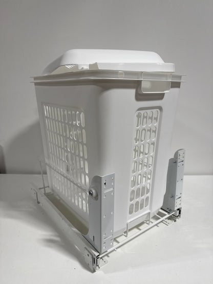 No Hardware Rev-a-Shelf HPRV-1520 S Value Line 14-1/4"W Polymer Pull Out Sliding Laundry Basket Clothes Hamper White Storage