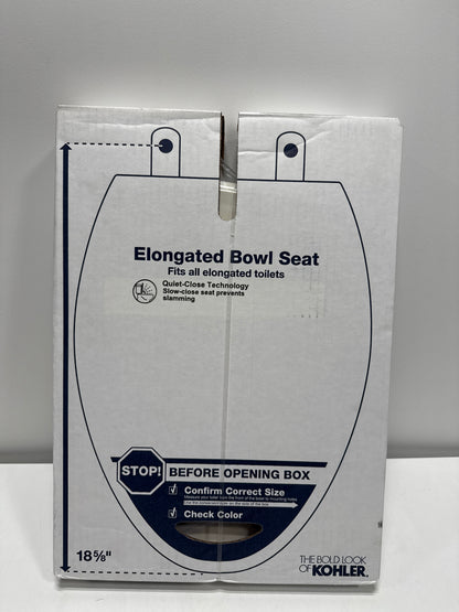KOHLER K24495-A-96 Border™ ReadyLatch™ Quiet-Close™ Elongated Toilet Seat, Soft Close Toilet Seat, New Home Essentials, Biscuit