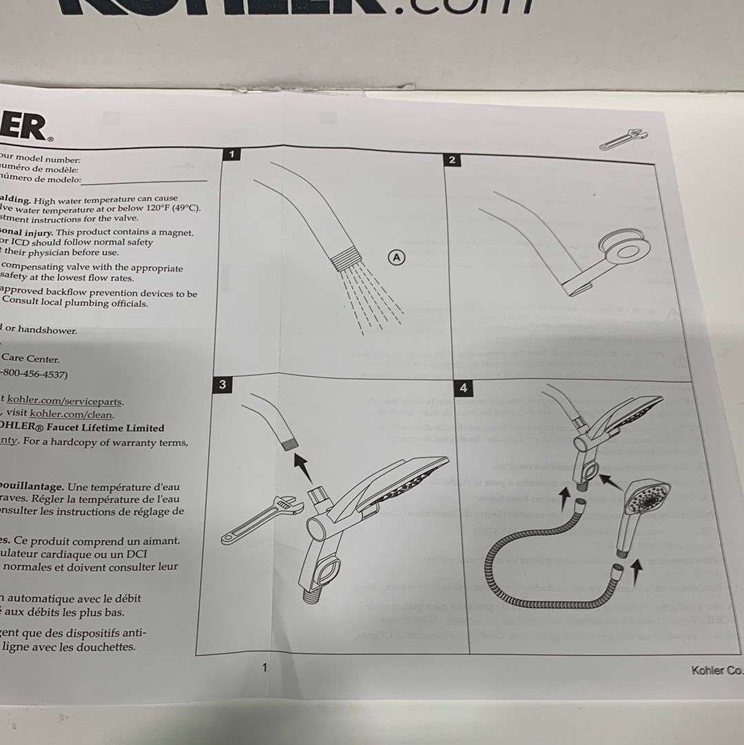Kohler Adjustable 3-in-1 Multifunction Shower Head Combo Matte Black