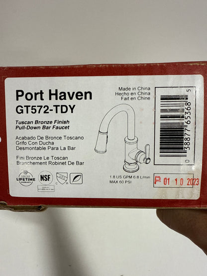 Pfister Gt572td Port Haven 1.8 GPM Single Hole Pull Down Bar Faucet - Bronze