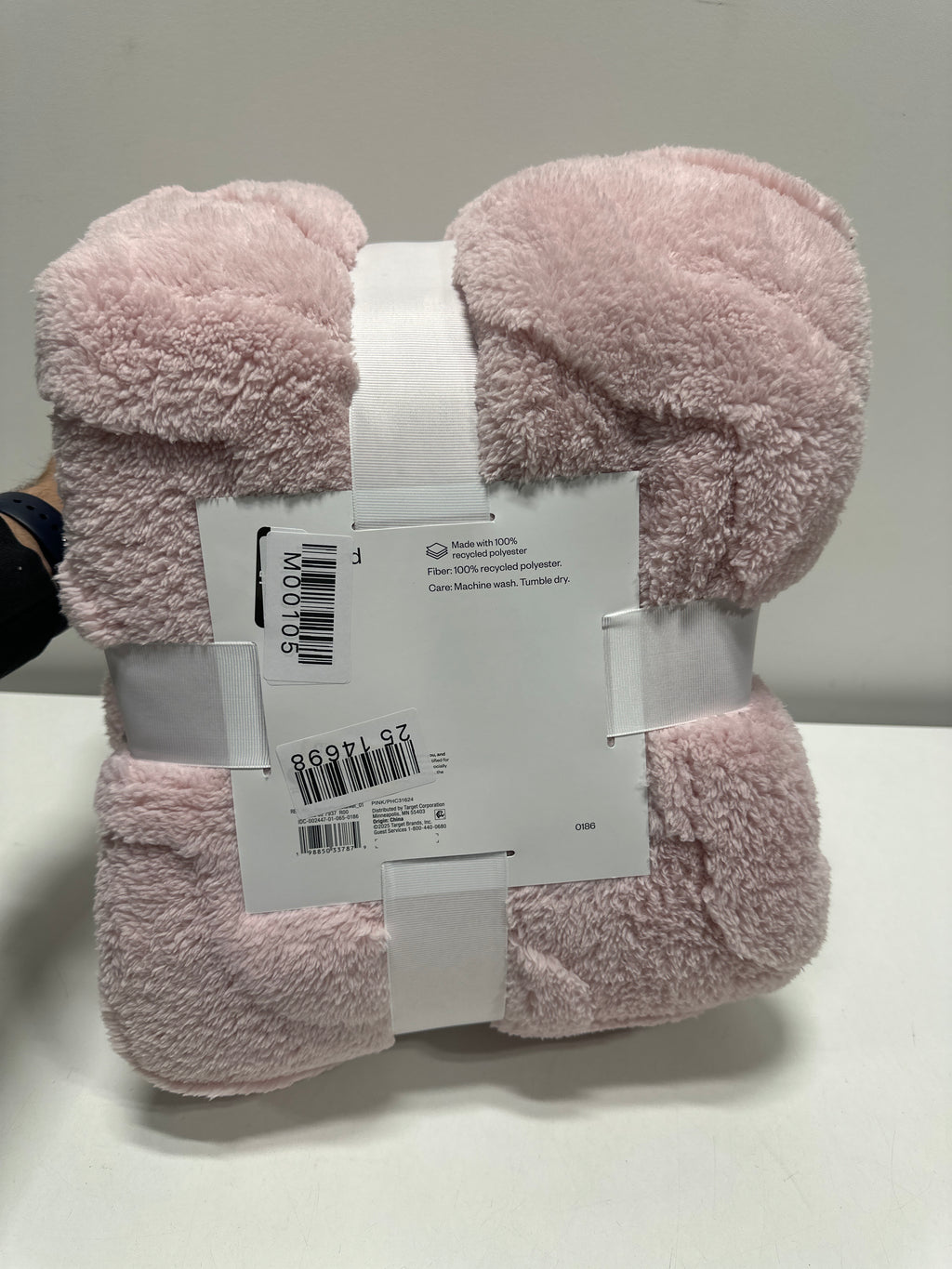 Full/Queen Wavy Jacquard Plush Blanket Pink - Room Essentials™ - *Bedding