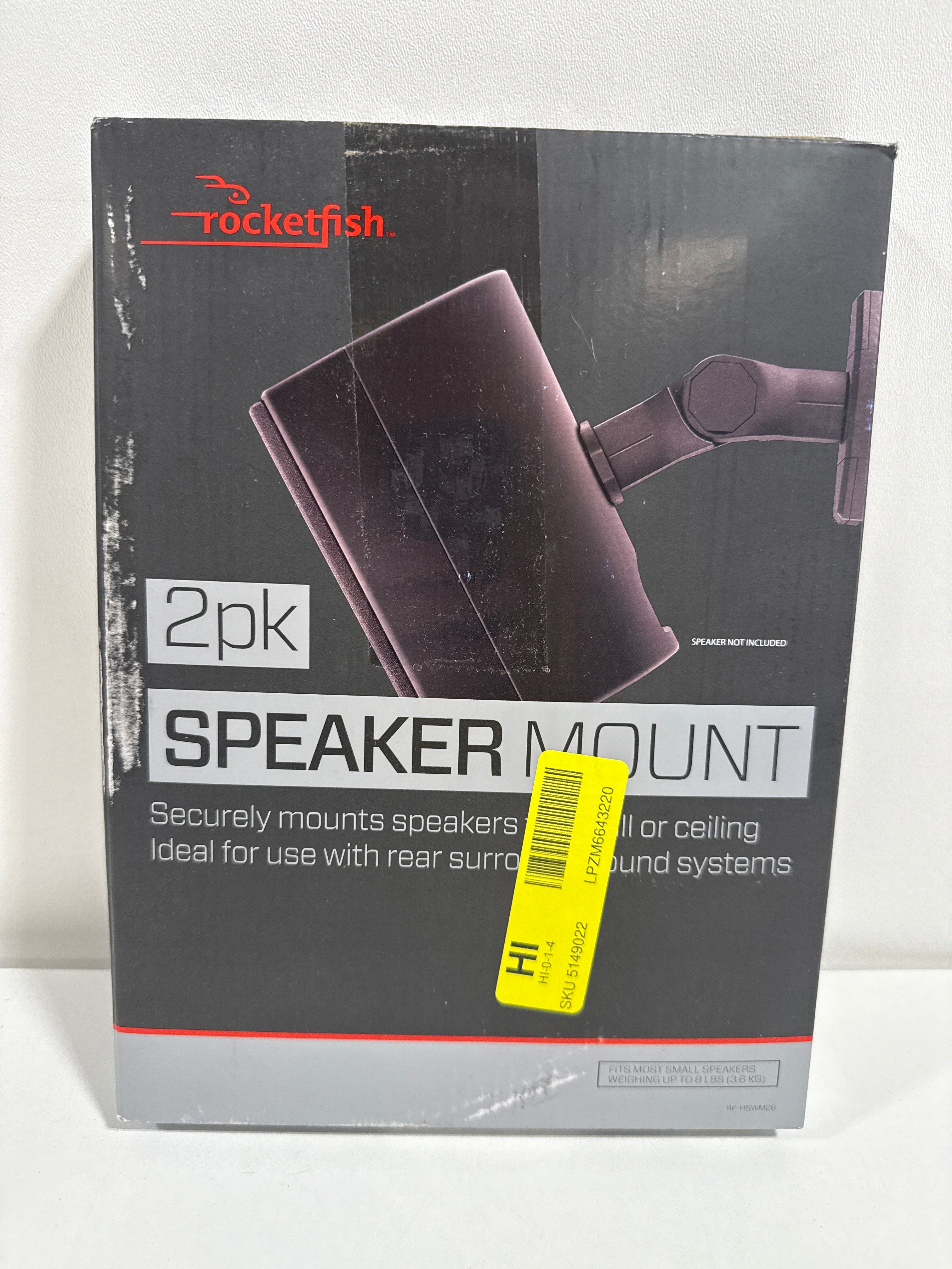 Rocketfish - Tilting Wall Mounts for Most Small Speakers (2-Pack) - Black