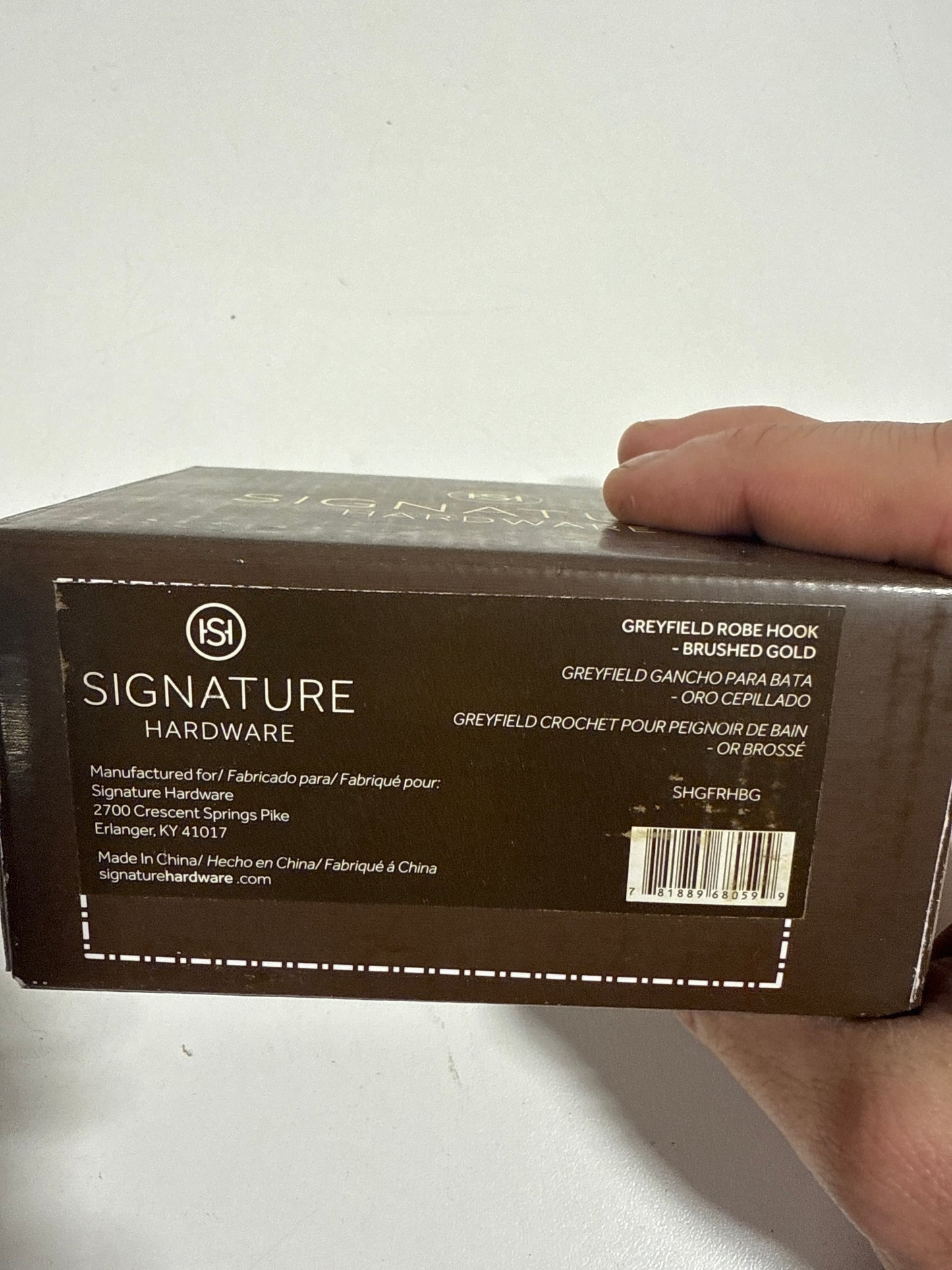 Signature Hardware 948293 Greyfield Single Robe Hook Brushed Gold