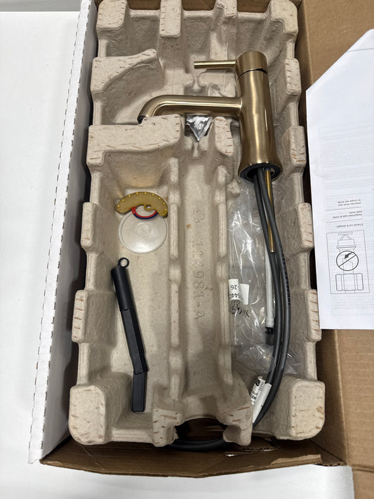See Desc Delta Faucet Trinsic Single Hole Bathroom Faucet, Gold Bathroom Faucet, Single Handle Bathroom Faucet, Metal Drain Assembly, Champagne Bronze 559LF-CZMPU