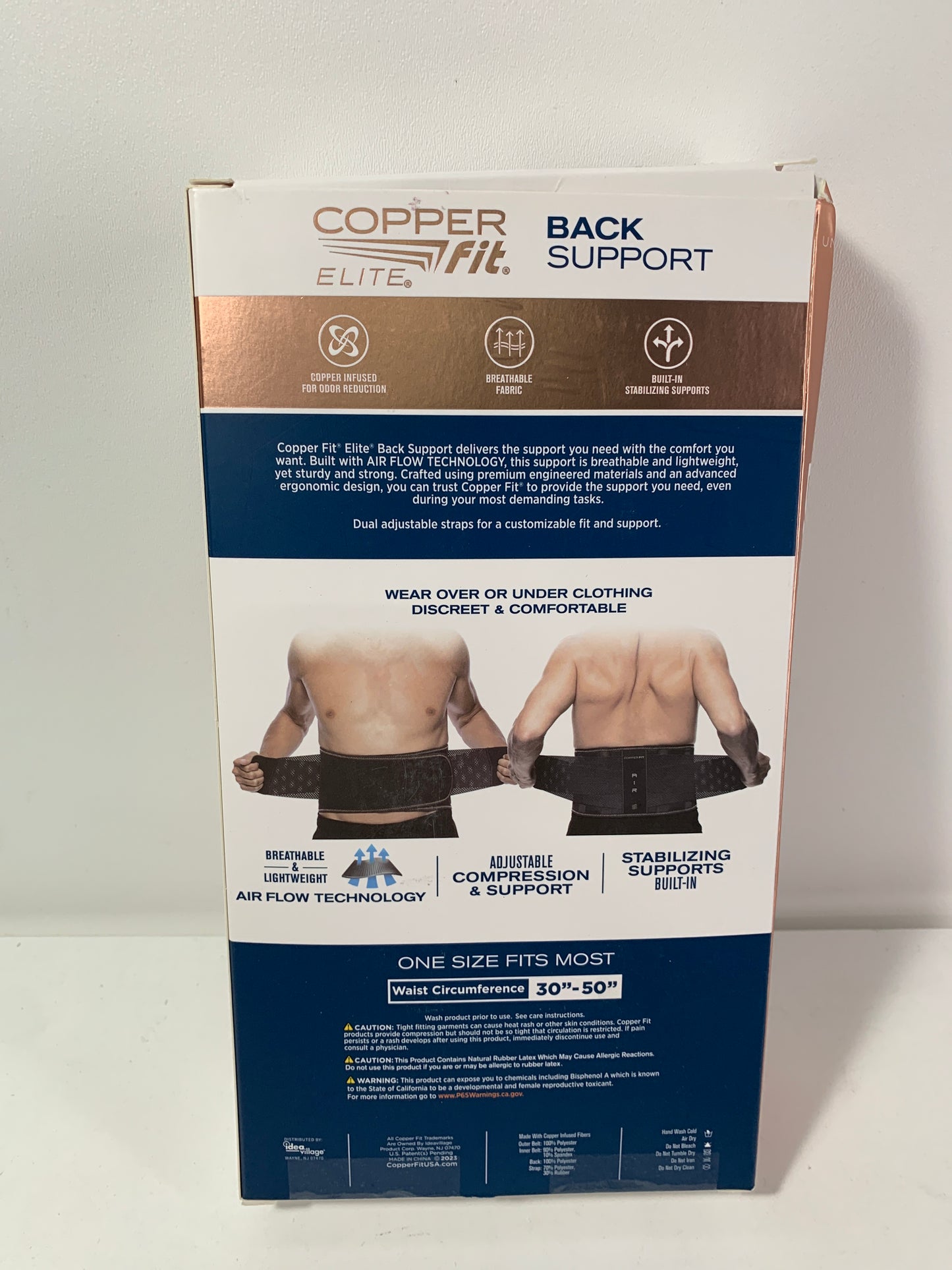 Copper Fit Elite Air Back Support Brace with Airflow Technology, Adjustable Compression Straps, Double Band, One Size Fits Most