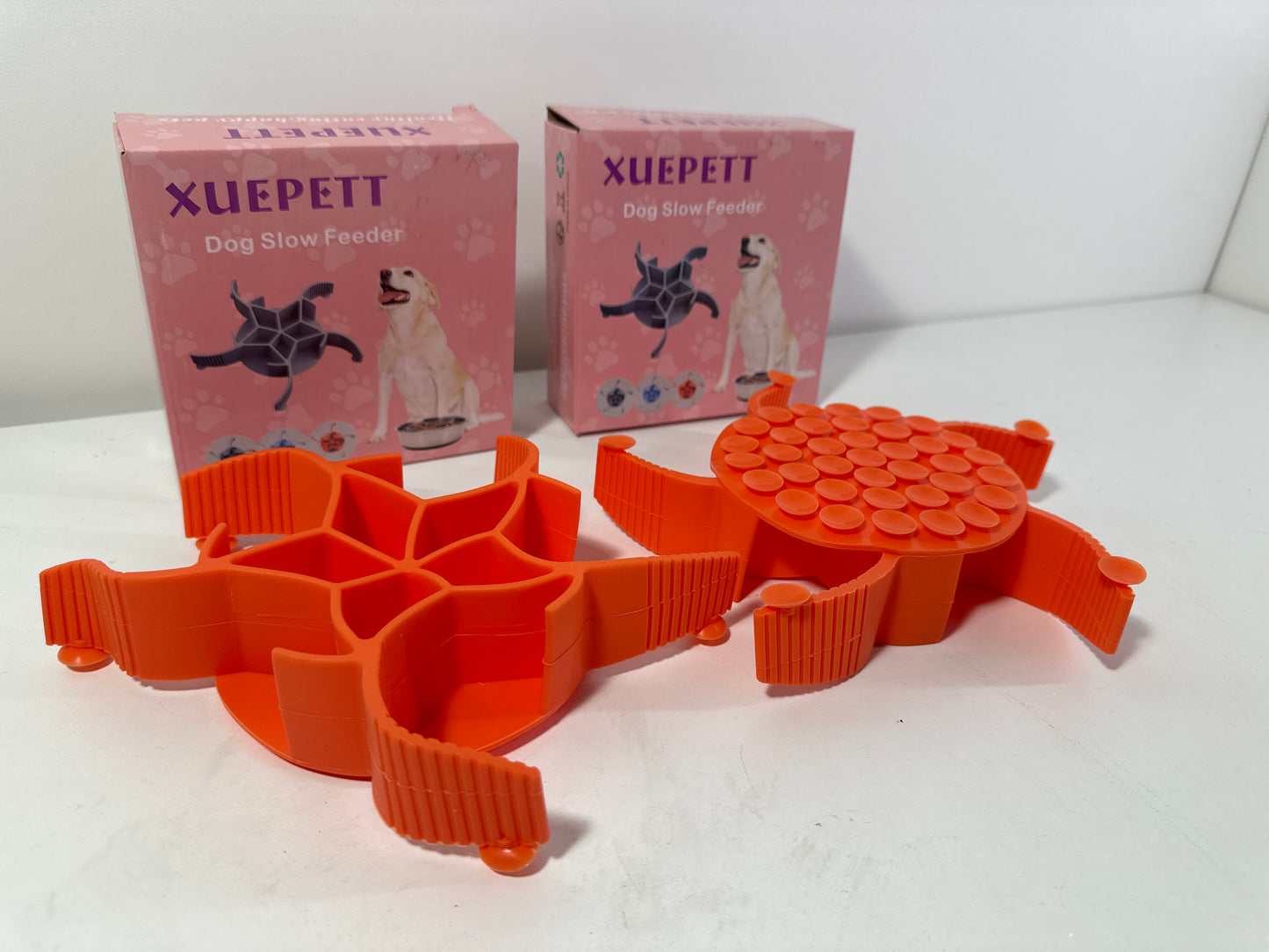 2 X Slow Feeder Insert for Dog Bowls - Upgraded Gripper System, Star Maze Design